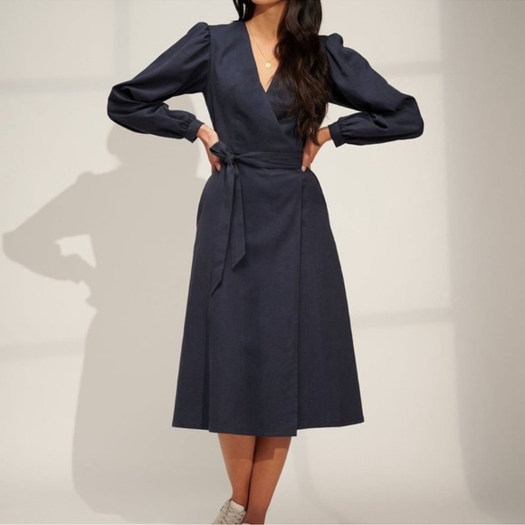 NWT Reece Long Sleeve Midi Wrap Dress, Small - Picture 3 of 5